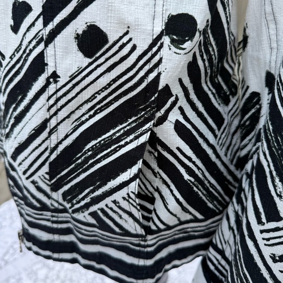 Erin London Stylish Black and White abstract print Women's Zip Jacket size XL - Picture 8 of 15